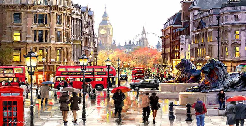 London Canvas Wall Art Canvas Print Paint Efect